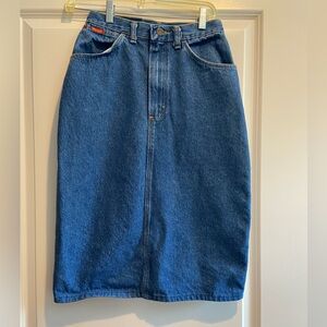 Wrangler Blue Pencil Denim Skirt Vintage 100% Cotton